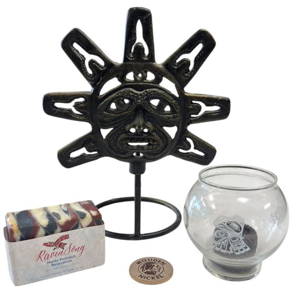 Group of Candle Holders, Fancy Soap & Wooden Nickel