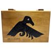 Image 1 : Clarence Mills Raven Design Wood Keepsake Box - Hinged Lid (7.5" x 11" x 4" deep)