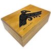 Image 2 : Clarence Mills Raven Design Wood Keepsake Box - Hinged Lid (7.5" x 11" x 4" deep)