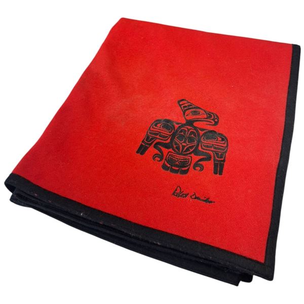 Red Blanket with Haida Eagle Design - Kanata Blanket Company (36" x 60")