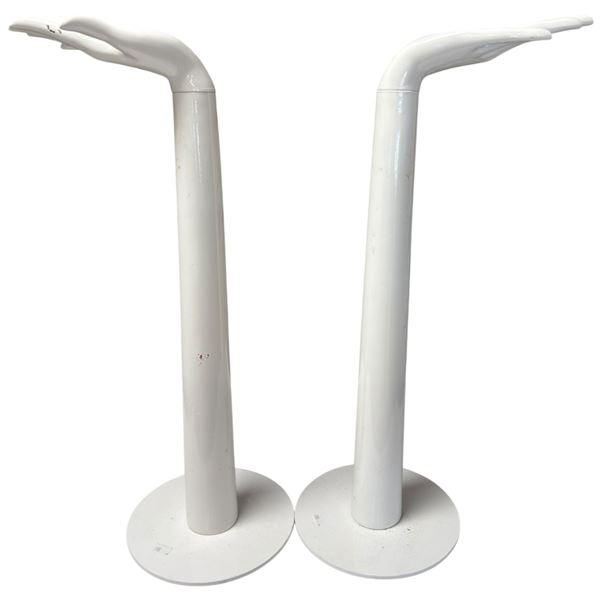 Pair of 24" Tall White Enameled Hand Displays on Metal Bases