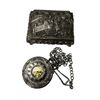 Image 1 : Skeleton Back Pocket Watch with Fob in Vintage Trinket Box (damaged lid)