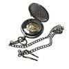 Image 2 : Skeleton Back Pocket Watch with Fob in Vintage Trinket Box (damaged lid)