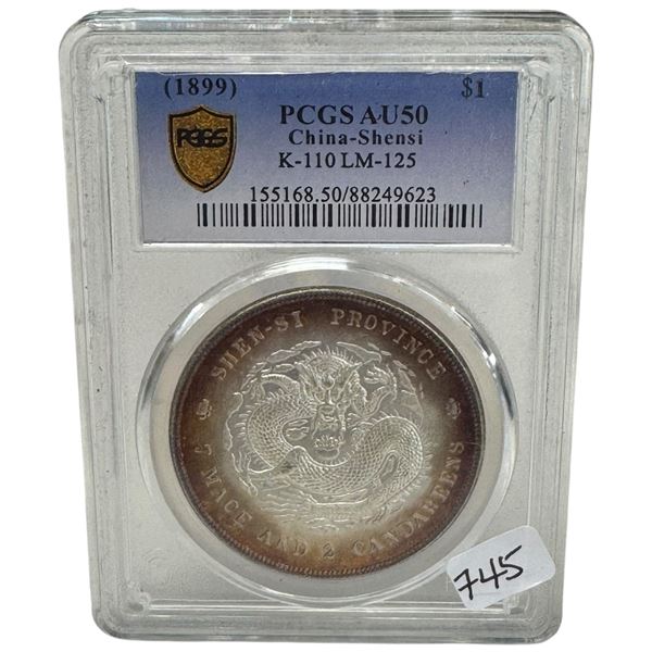 PCGS Graded China-Shjensi Coin * AU50 K-110 LM-125