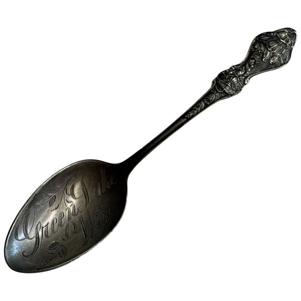 Antique Sterling Silver Green Lakes Wisconsin Souvenir Spoon - Weight: 21 grams