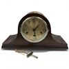 Image 1 : Vintage Wood Napoleon Hat Style Mantle Clock 16.5" x 6" x 9" tall