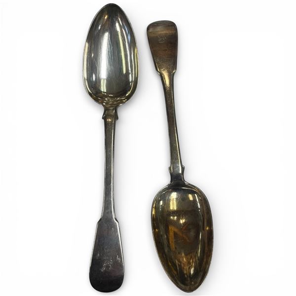 2 Antique Sterling Silver 9" Serving Spoons (Edinburgh Hallmarks * Alexander Coghill 1837-1856) * En