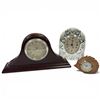 Image 1 : Group of 3 Clocks - 5" Concept Crystal Clock with Fraser Health Logo, Wallace 5" Mantle Clock & Avia