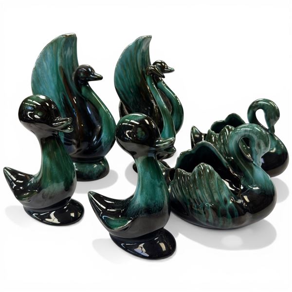 7  Vintage Blue Mountain Pottery Bird Figurines - Tallest is 7"