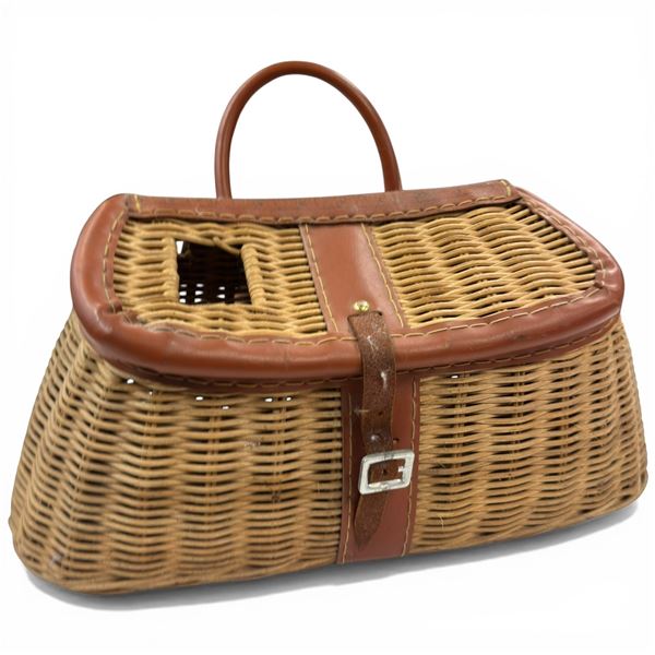 Vintage Woven Wicker Fishing Crewel