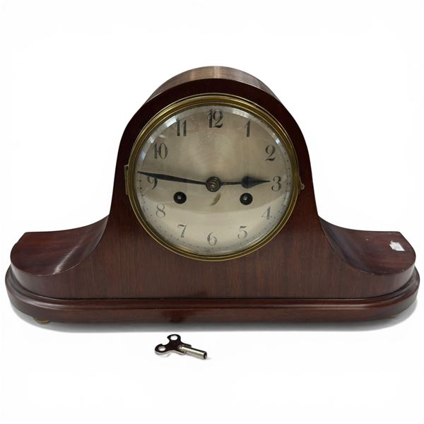 Vintage Wood Mantle Clock - 5" x 18" x 9" tall