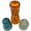 Image 2 : 3 Vintage Glass Insulators - Tallest is the 8" Orange Whitehall Tatum