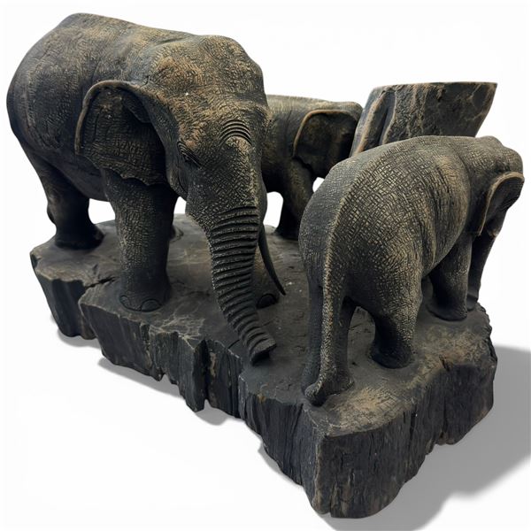 Large Sculpture of Elephants - 16" x 14" x 13" tall