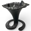 Image 1 : Black Matte Glazed Ceramic Trumper Lily Vase - 10" tall x 9" diameter base
