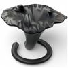 Image 3 : Black Matte Glazed Ceramic Trumper Lily Vase - 10" tall x 9" diameter base