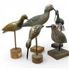 Image 1 : 5 Carved Wood Shore Birds on Bases  - Tallest Bird is 14"