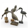 Image 2 : 5 Carved Wood Shore Birds on Bases  - Tallest Bird is 14"