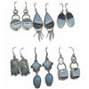Image 1 : 6 Pairs of Polished Agate & Gemstone Earrings in Silver Settings (Blue Chalcedony, Banded Agate, Gua