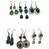 Image 1 : 6 Pairs of Polished & Faceted Gemstone & Crystal Earrings in Silver Settings (Citrine, Emerald Cryst