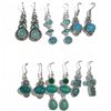 Image 1 : 6 Pairs of Polished & Faceted Gemstone & Crystal Earrings in Silver Settings (Turquoise, Amazonite,