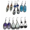 Image 1 : 6 Pairs of Polished & Faceted Gemstone & Crystal Earrings in Silver Settings (Ruby Zoisite, Botswana