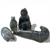 Image 1 : 4 Carved Soapstone Statuettes - Tallest is the 5" Hunter