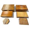 Image 1 : 6 Lidded Wood Keepsake Boxes - Sizes range from 2" x 4" x 4" tall to 8" x 12" x 4" tall
