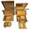 Image 2 : 6 Lidded Wood Keepsake Boxes - Sizes range from 2" x 4" x 4" tall to 8" x 12" x 4" tall