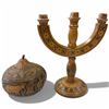 Image 1 : Wood Ukrainian Candelabra & Lidded Peruvian Bowl