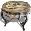 Image 1 : Chinese Center Table with Marble Top and Mother-of-Pearl Inlay (43" x 32" tall) Some cracks in the m