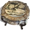 Image 2 : Chinese Center Table with Marble Top and Mother-of-Pearl Inlay (43" x 32" tall) Some cracks in the m