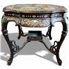 Image 3 : Chinese Center Table with Marble Top and Mother-of-Pearl Inlay (43" x 32" tall) Some cracks in the m
