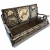 Image 2 : Chinese Settle/Bench with Mother-of-Pearl Inlay and Marble Inserts - 64" long