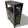 Image 3 : Chinese Black Lacquered Cabinet with Relief Decoration - 12" x 25" x 37" tall