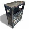 Image 4 : Chinese Black Lacquered Cabinet with Relief Decoration - 12" x 25" x 37" tall
