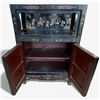 Image 6 : Chinese Black Lacquered Cabinet with Relief Decoration - 12" x 25" x 37" tall