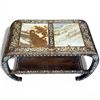 Image 2 : Chinese Coffee Table with Inlaid Mother-of-Pearl and Marble (15" x 34" x 22" tall)