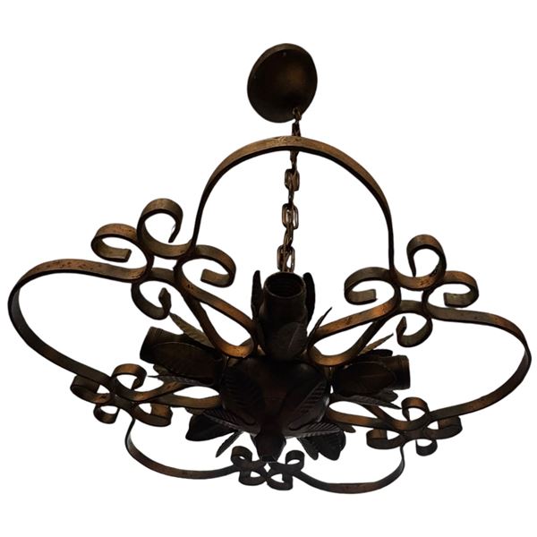Tuscan Style Metal Chandelier (holds 5 light bulbs) - 18" diameter