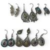 Image 1 : 6 Pairs of Polished Natural Gemstone & Crystal Earrings in Silver Settings (Triplet Opal, Amethyst,