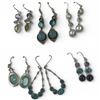 Image 1 : 6 Pairs of Polished Natural Gemstone & Crystal Earrings in Silver Settings (Pearl, Amethyst, Chalced