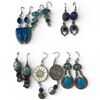 Image 1 : 6 Pairs of Polished Natural Gemstone & Crystal Earrings in Silver Settings (Larimar, Ocean Agate, Ch