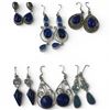 Image 1 : 6 Pairs of Earrings in Silver Settings (Lapis Lazuli, Triplet Opal, Kyanite, Chalcedony and more) *