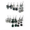Image 1 : 6 Pairs of Earrings in Silver Settings (Topaz Crystal, Green Agate, Onyx, Larimar, Moonstone & More)