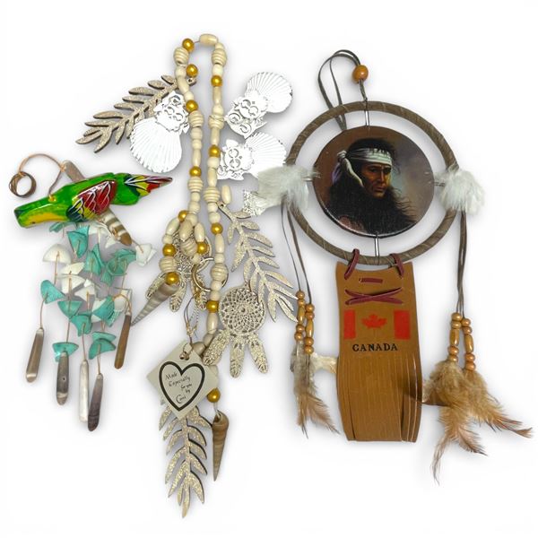 Wind Chime, Mini Dream Catcher & Decorative Bead and Shell Strand (3 piece lot)