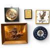 Image 1 : 2 Wall Clock & 3 Wall Plaques (Largest is the framed 3d copper relief John Louw piece * 13" x 16")