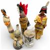 Image 1 : Group of 5 Collectible Items * 12" Wood Thanksgiving Statues, Wood and Quill Pillar Candle, Leather
