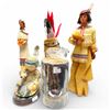 Image 2 : Group of 5 Collectible Items * 12" Wood Thanksgiving Statues, Wood and Quill Pillar Candle, Leather