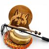 Image 2 : Wood Wolf Plaque, Rag Rug Mat and 2 Drums with Sticks (Mat is 13")