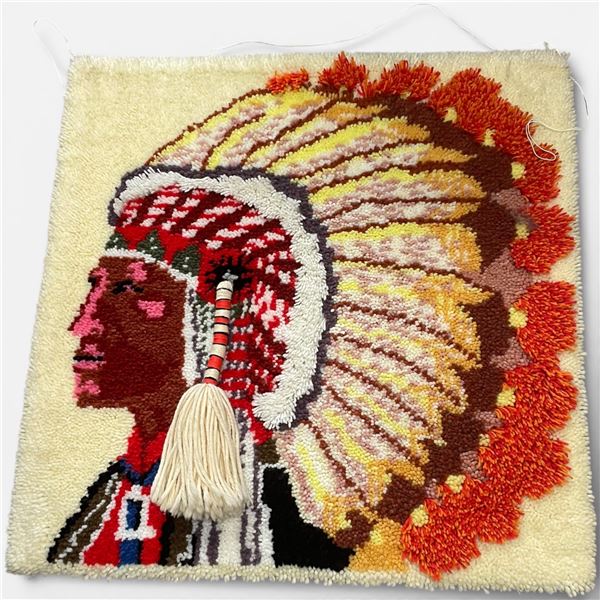 Hooked Rug Wall Art with Tassel Detail * 34" x 34"