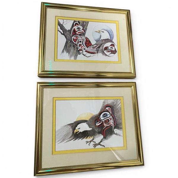 2 Framed Michael Duncan Art Cards * Double matted in 8" x 10" frames
